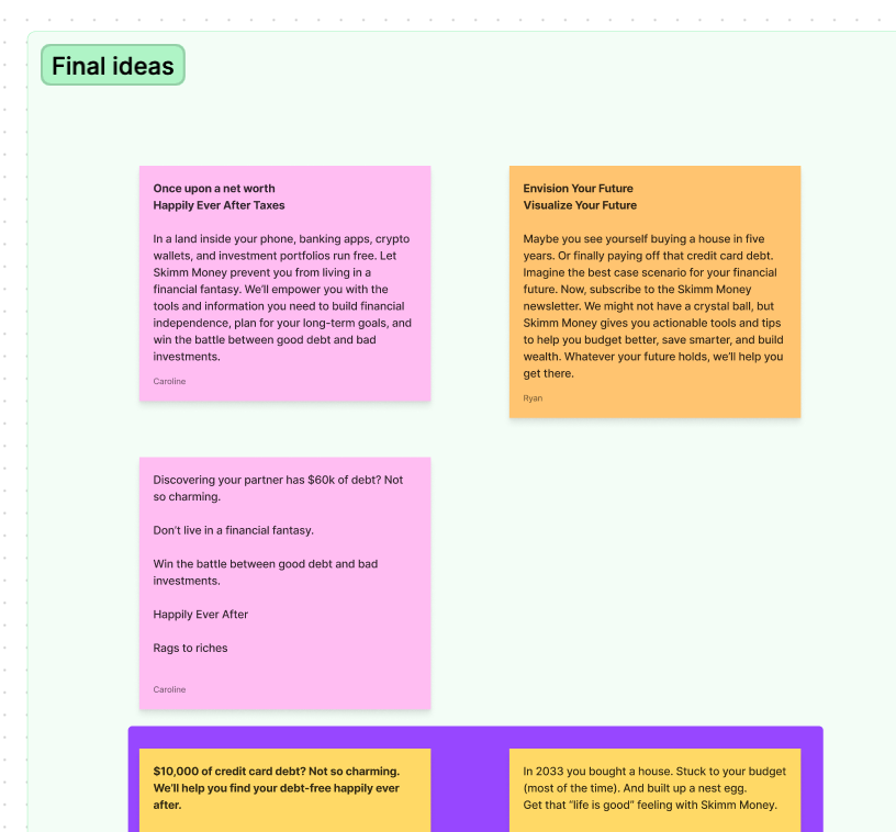 Selected final campaign ideas